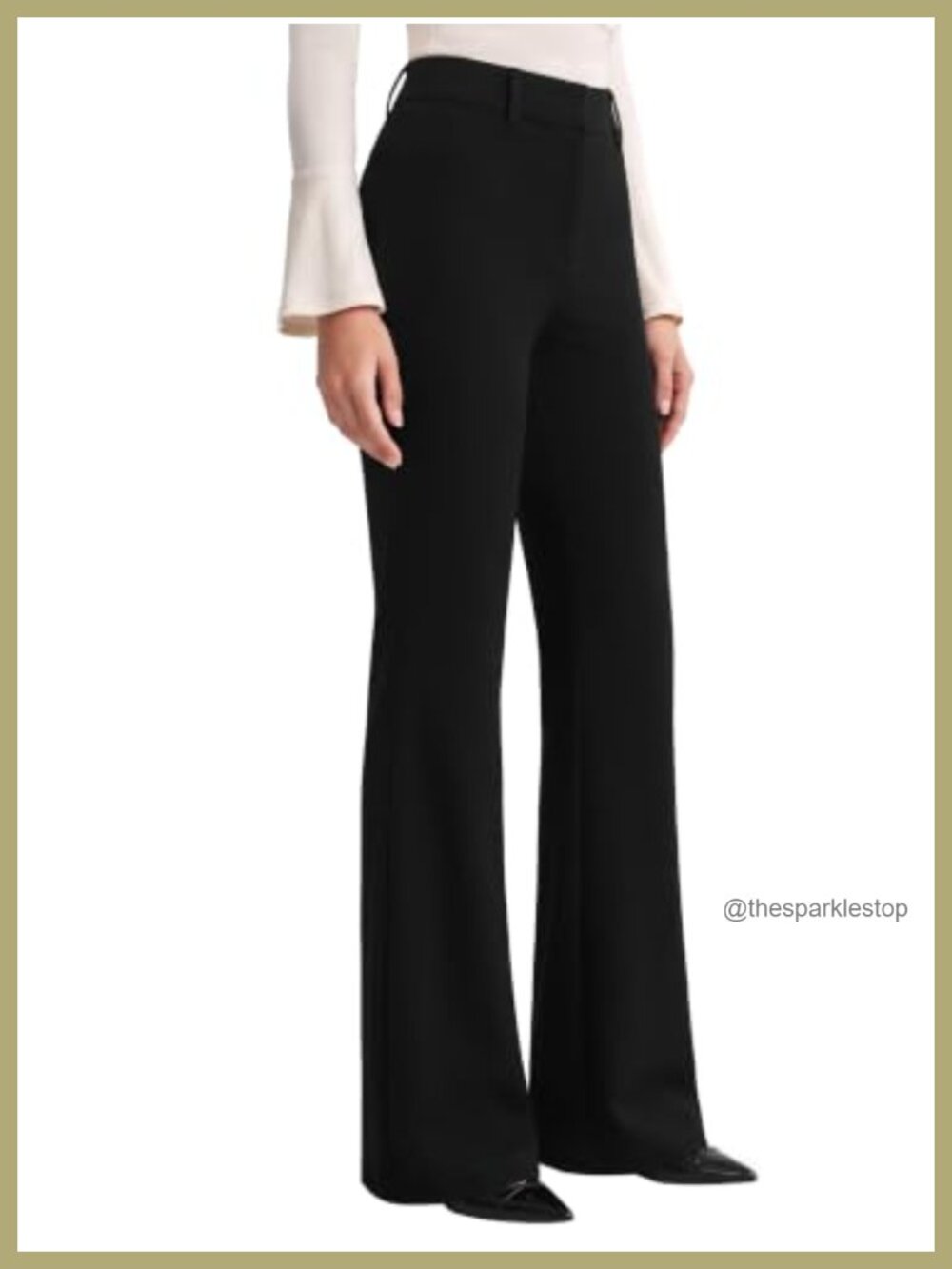 Stretch Flare Dress Pants Business Casual High Rise Pull On Trousers
